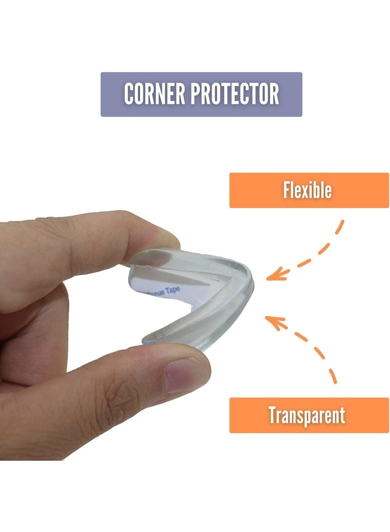 واقيات زوايا سيليكون شفافة لسلامة الأطفال - عبوة من 4 قطع على شكل حرف L، ذاتية اللصق ومقاومة للصدمات، مناسبة للطاولات والأدراج وحواف الأثاث. - Image 5